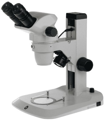 Euromex trinokulares Zoom-Stereomikroskop NexiusZoom 6,7-45x mit Zahnstangenstativ und LED Auf- und Durchlichtbeleuchtung.