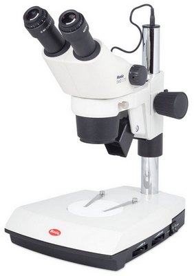 Motic SMZ171BLED Zoom-Stereomikroskop 7,5-50x mit Auf- & Durchlichtstativ mit breiter Grundplatte und regelbarer LED-Auf- & Durchlichtbeleuchtung 3W.