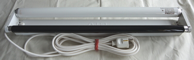 Leuchtrhrenanordnung 230V, 2x20W superaktinisch und Schwarzlicht 60cm, kpl.