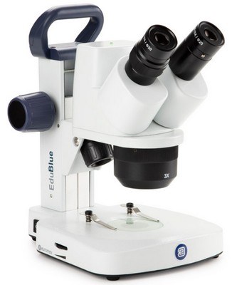 Euromex Stereomikroskop EduBlue mit 1x/3x Objektivrevolver, Auf- & Durchlichtbeleuchtung und integrierter USB2.0 3MP Kamera. Rabattiert.