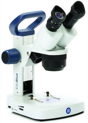 Euromex Stereomikroskop EduBlue mit 2x/4x Objektivrevolver und Auf- & Durchlichtbeleuchtung (Zahnstangenstativ). Rabattieret.